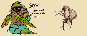 design concept for co-creating dimension. made them a bird-slug creature